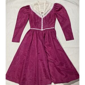 Rare Vintage Gunne Sax Prairie Dress Pink Cottagecore Size 9